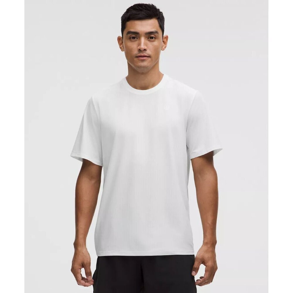 UV-Protective Striped Mesh Tennis T-Shirt - White